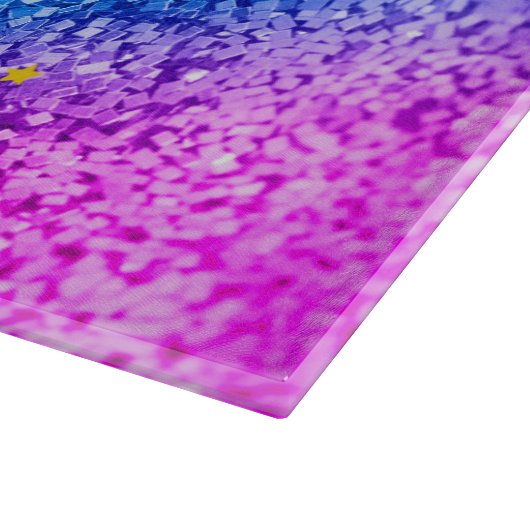 Personalisiert Unicorn Ombre Glitzer Glass Cutting Schneidebrett (Ecke)