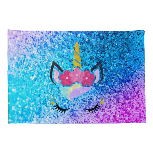 Personalisiert Unicorn Ombre Glitzer Kissen Hüllen Kissenbezug (Rückseite-Rechts)