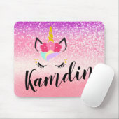 Personalisiert Unicorn Ombre Glitzer Mouse Pad Mousepad (Mit Mouse)