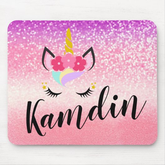 Personalisiert Unicorn Ombre Glitzer Mouse Pad Mousepad (Vorne)