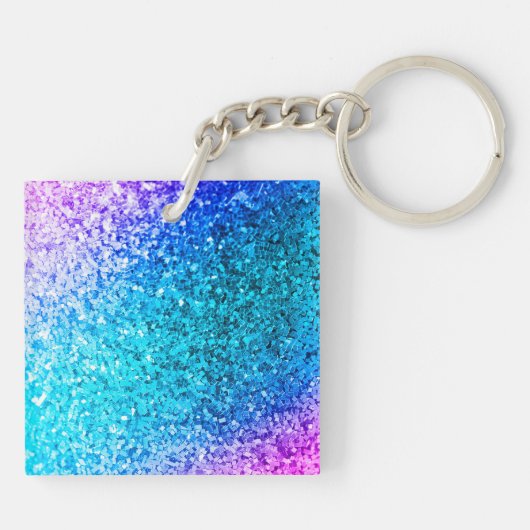 Personalisiert Unicorn Ombre Glitzer Schlüsselkett Schlüsselanhänger (Rückseite)