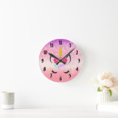 Personalisiert Unicorn Ombre Glitzer Wall Clock Runde Wanduhr (Zuhause)
