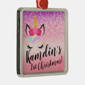 Personalisiert Unicorn Ombre Glitzer XMAS Ornament (Rechts)