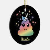Personalisiert Unicorn Rainbow Kacke Emoji Kawaii Keramik Ornament (Rechts)