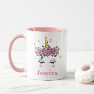 Personalisiert Unicorn Rosa Zweifarbige Tasse