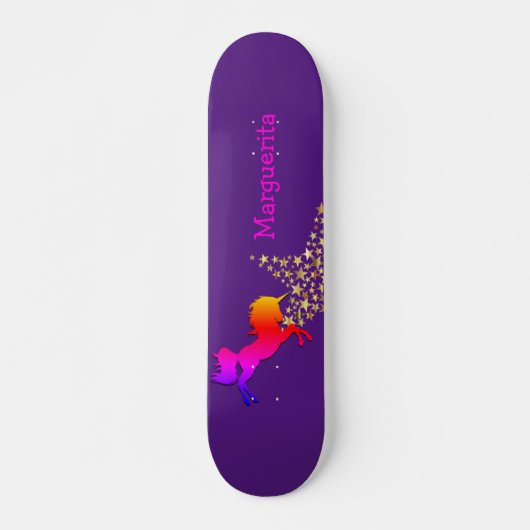 Personalisiert UNICORN Starry Lila Skateboard (Vorne)