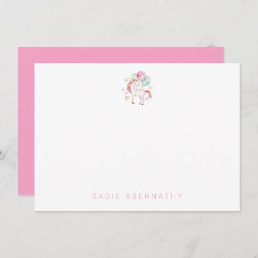 Personalisiert Unicorn Vielen Dank Hinweis Karten (Vorne/Hinten)