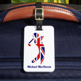 Personalisiert Union Jack Golfer Gepäckanhänger