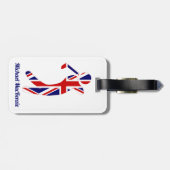 Personalisiert Union Jack Golfer Gepäckanhänger (Rückseite horizontal)