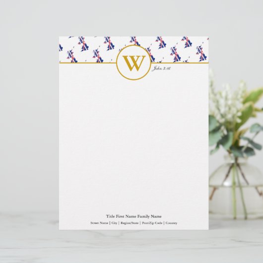 Personalisiert UNION JACK UK Map Letterhead Briefbogen (Stehend Vorderseite)