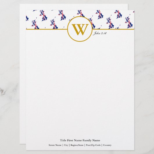Personalisiert UNION JACK UK Map Letterhead Briefbogen (Vorne/Hinten)