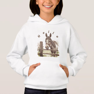 Personalisiert Unisex Child's Hello Hoodie. Esel Hoodie