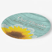 Personalisiert unser Dank an Sonnenblumen und Spit Pappteller (Schrägansicht)