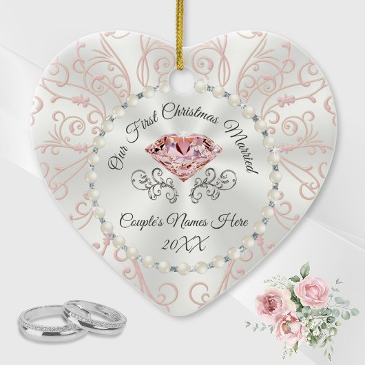 Personalisiert Unser erstes Verheiratetes Weihnach Keramik Ornament