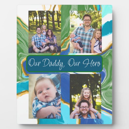 Personalisiert unser Papa, unser Held-Plaque Fotoplatte (Vorderseite)