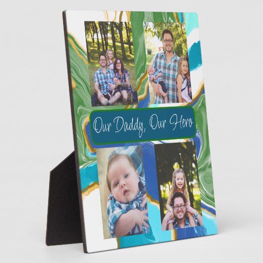 Personalisiert unser Papa, unser Held-Plaque Fotoplatte (Seite)