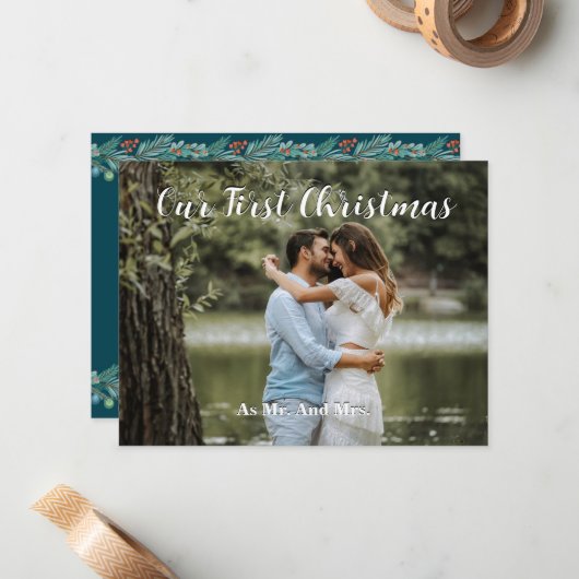 Personalisiert unsere erste Weihnachtskarte Mitteilungskarte (Vorderseite/Rückseite Beispiel)