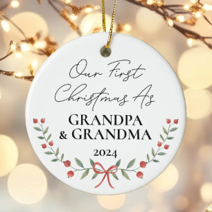 Personalisiert unsere ersten Weihnachten als Große Keramik Ornament
