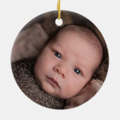 Personalisiert unsere ersten Weihnachten als Große Keramik Ornament (Hinten)