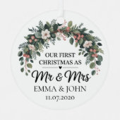 Personalisiert unsere ersten Weihnachten als Mr. & Ornament Aus Metall (Vorderseite)
