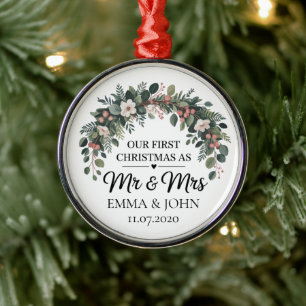 Personalisiert unsere ersten Weihnachten als Mr. & Ornament Aus Metall