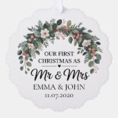 Personalisiert unsere ersten Weihnachten als Mr. & Ornament Karte (Vorderseite)