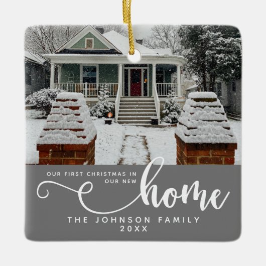 Personalisiert unsere ersten Weihnachten auf unser Keramikornament (Vorderseite)