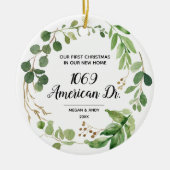 Personalisiert Unsere neue Zuhause Grün Weihnachte Keramik Ornament (Vorne)