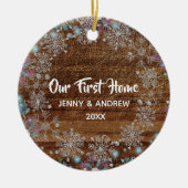 Personalisiert unsere neue Zuhause Rustikale Schne Keramik Ornament (Vorne)