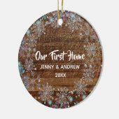 Personalisiert unsere neue Zuhause Rustikale Schne Keramik Ornament (Links)