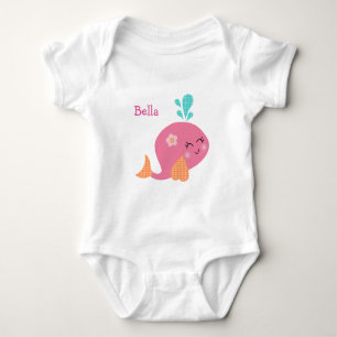Personalisiert unter dem Meeresgrund Pink Whale Ba Baby Strampler