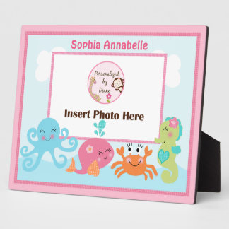 Personalisiert unter Meer/Rosa Whale Foto Plaque Fotoplatte