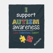 Personalisiert unterstütze ich Autismus-Sensibilis Fleecedecke (Vorderseite)