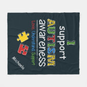 Personalisiert unterstütze ich Autismus-Sensibilis Fleecedecke (Vorderseite (Horizontal))