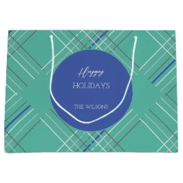 Personalisiert Urban Green Tartan Große Geschenktüte