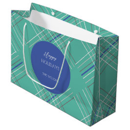 Personalisiert Urban Green Tartan Große Geschenktüte