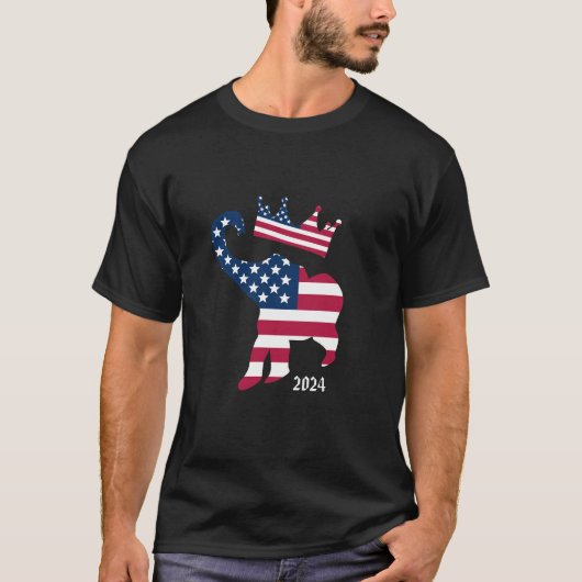 Personalisiert USA 2024 Republikaner Elephant Crow T-Shirt (Vorderseite)