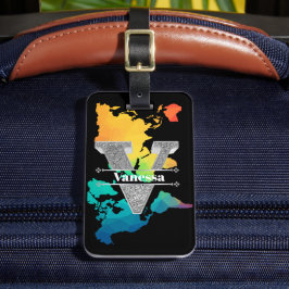 Personalisiert V Erste Silver Monogramm Ihr Name Gepäckanhänger