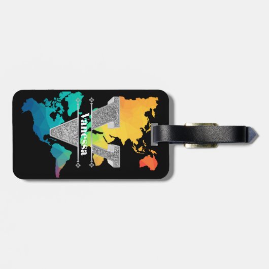 Personalisiert V Erste Silver Monogramm Ihr Name Gepäckanhänger (Rückseite horizontal)