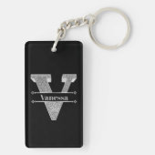 Personalisiert V Erste Silver Monogramm Ihr Name Schlüsselanhänger (Rückseite)