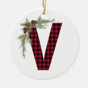 Personalisiert V Monogramm Keramik Ornament