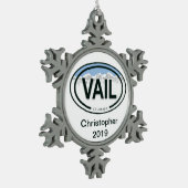 Personalisiert Vail Colorado Rocky Mountain Schneeflocken Zinn-Ornament (Links)