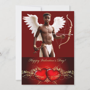 Personalisiert Valentine Black Cupid Twink Feiertagskarte
