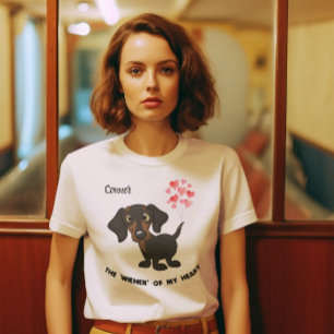 Personalisiert Valentine Dackel Wurstname T-Shirt