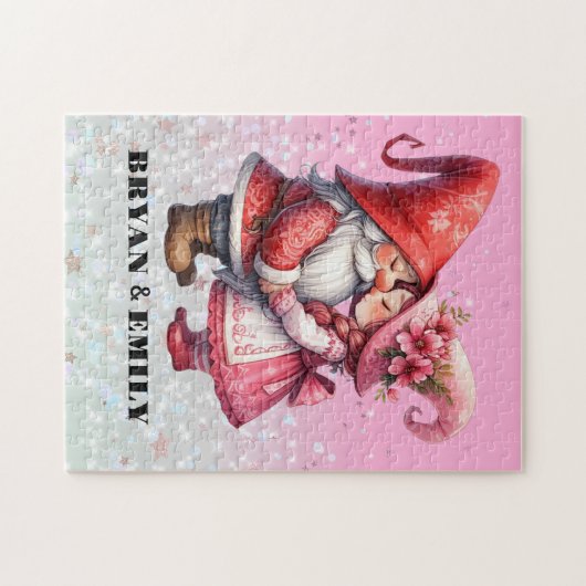 Personalisiert Valentine Gnome pair Jigsaw Puzzle (Horizontal)
