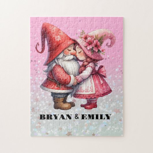 Personalisiert Valentine Gnome pair Jigsaw Puzzle (Vertikal)