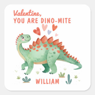 Personalisiert Valentine Sie sind Dino-mite Quadratischer Aufkleber