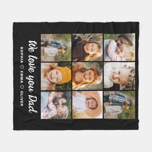 Personalisiert Vatertag Foto Instagram Collage Fleecedecke (Vorderseite (Horizontal))