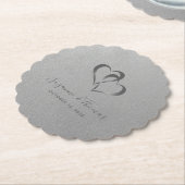 Personalisiert verbundene Herzen Silver Gray Untersetzer (angewinkelt)
