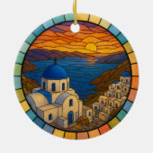 Personalisiert verketteter Glass Santorini, Griech Keramik Ornament (Hinten)